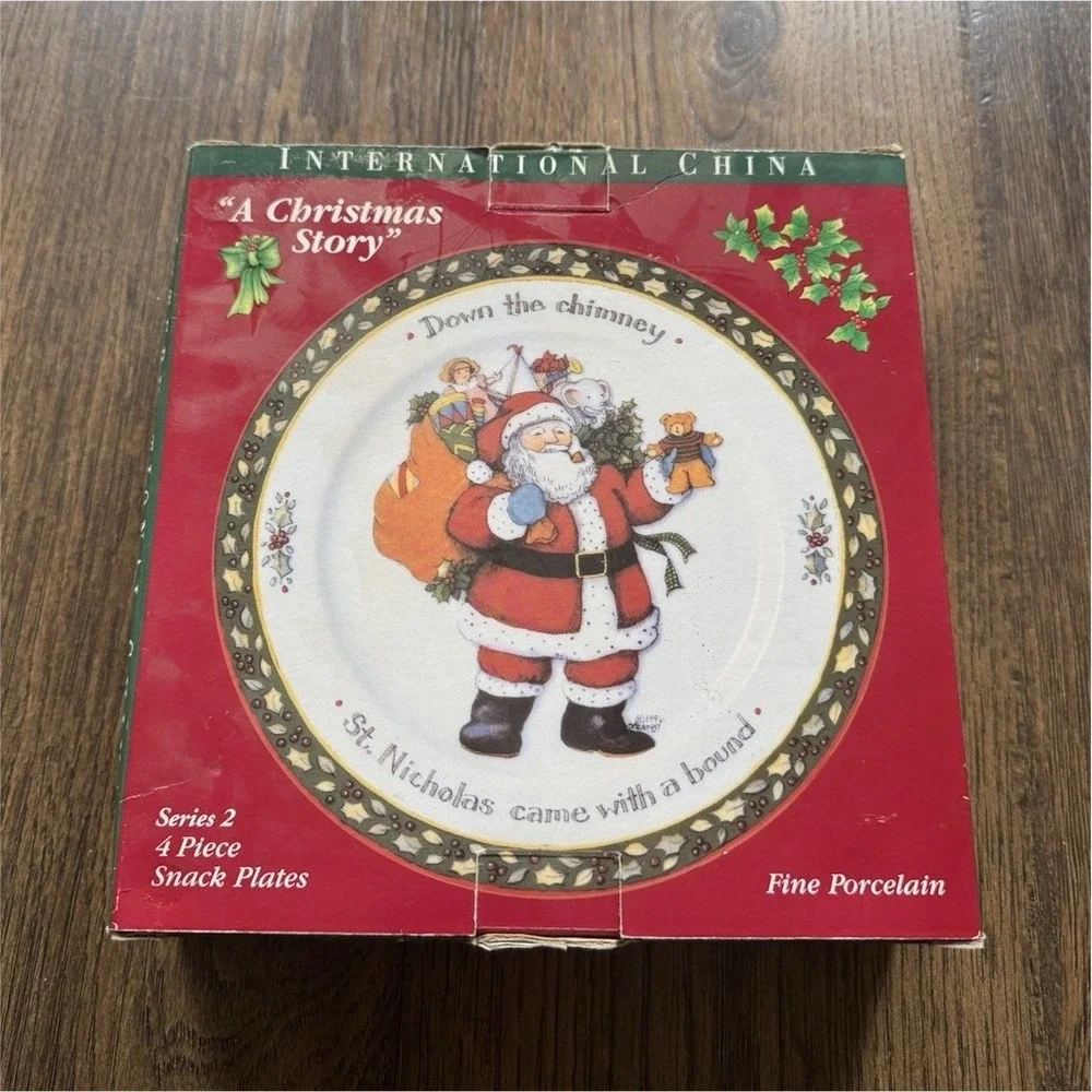International China A Christmas Story 4 Snack Plates Porcelain 8in Santa